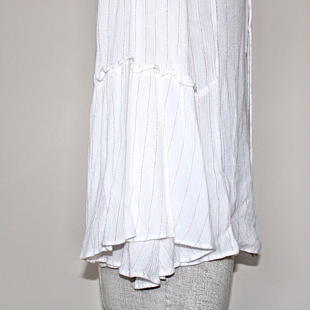 Ellen Tracey White Striped Peasant Blouse Medium - Picture 9 of 12